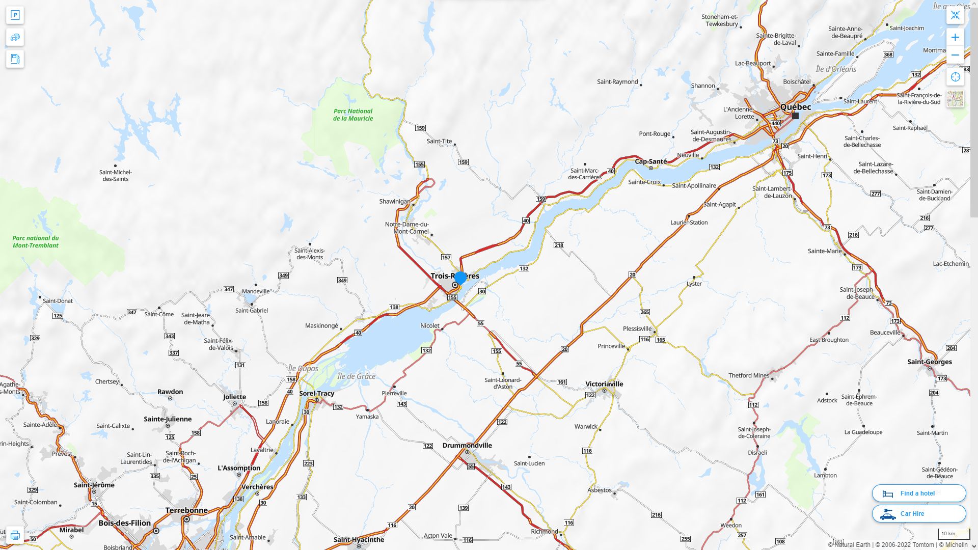 Trois Rivieres Highway and Road Map